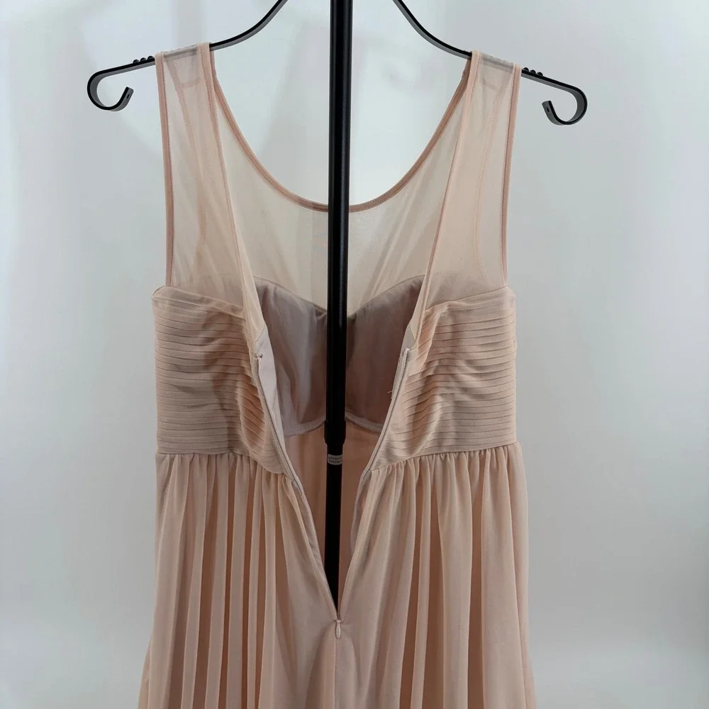 Birdy Grey Womens Blush Pink Pleated Chiffon Mesh Yoke Bridesmaid Dress Small